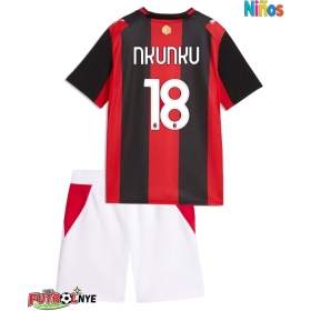 Camiseta AC Milan Christopher Nkunku #18 Primera Equipación para niños 2026-27 manga corta (+ pantalones cortos)